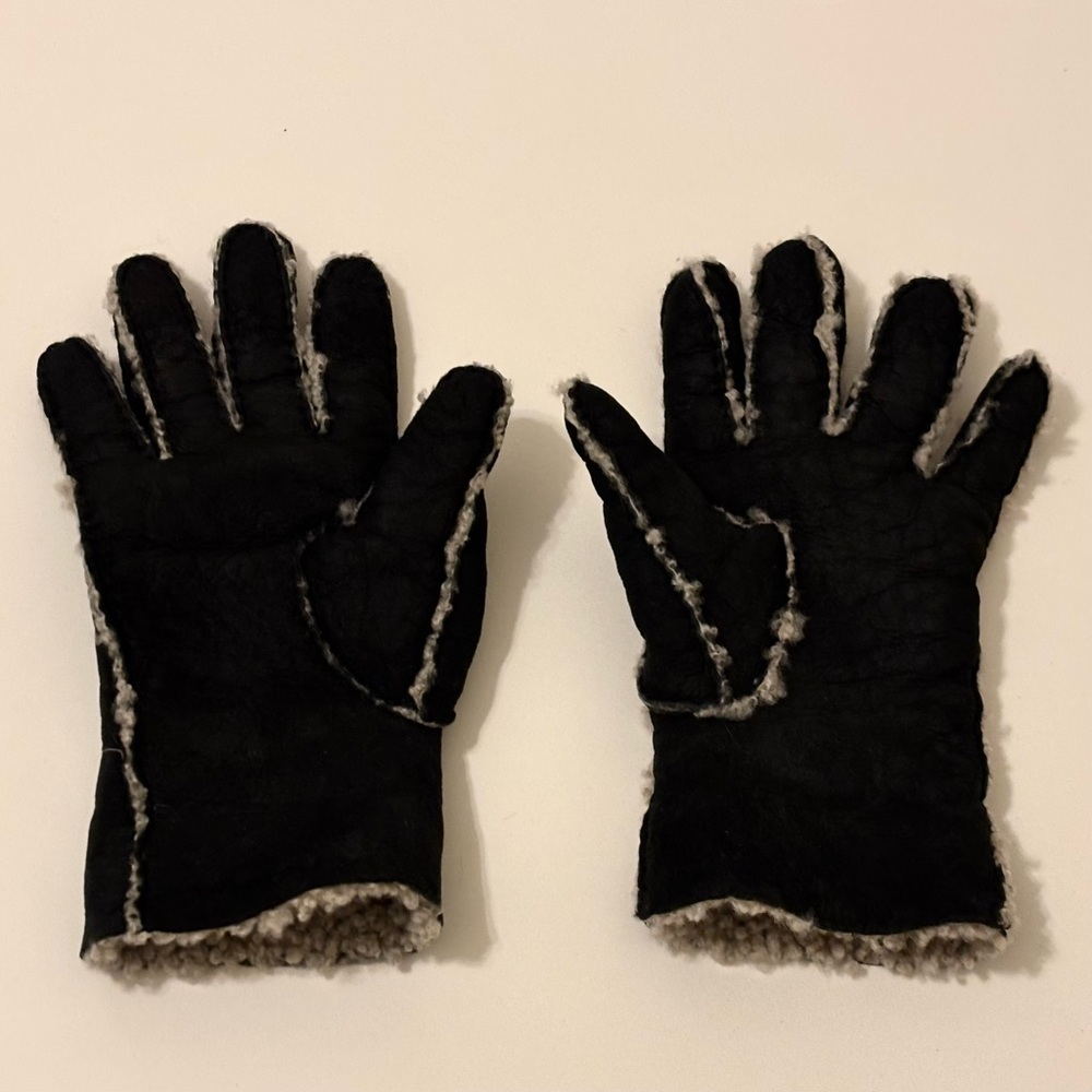Portolano Women’s Black Sheepskin Shearling Fur Winter Gloves Size 7 - Picture 8 of 13